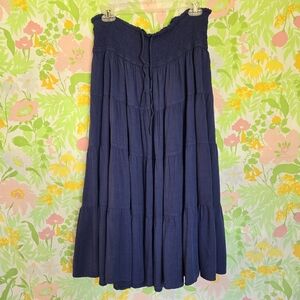 Blue Flowy Tiered Skirt